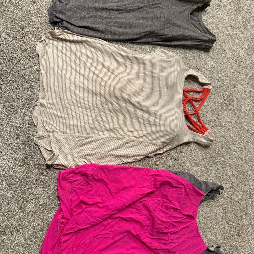 lululemon athletica Lot of 3 Women's Sports Bra Tank Tops - Gray, Cream, & Pink